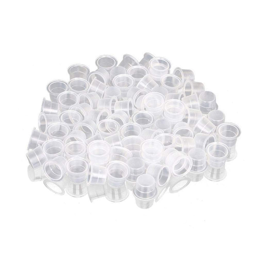 L: Filfeel 100Pcs/Set Tattoo Ink Cap Cup Pot Medium Large Plastic Microblading Pigment Accessories Holder For Tattoo Machine, Tattoo Supplies, Tattoo Needles, Tattoo Kits(L)
