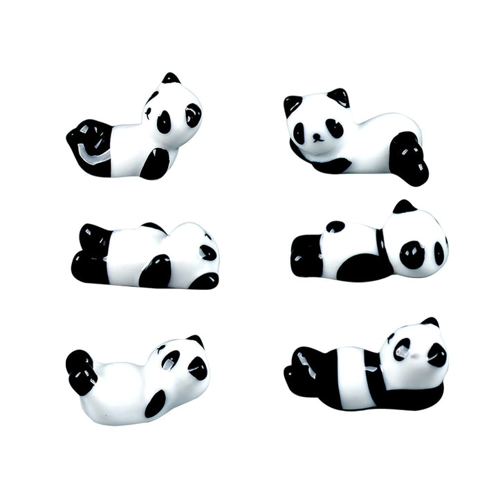 6PCS Cute Ceramic Panda Chopsticks Rest Rack Stand Holder for Chopsticks, Ceramic Ware Chopsticks Stand Rest Rack,Gift for Boys Girls Kids