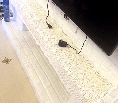 Handmade Crochet Lace Table Cloth Doilies Doily,Rectangle,16 x 35 Inch,White