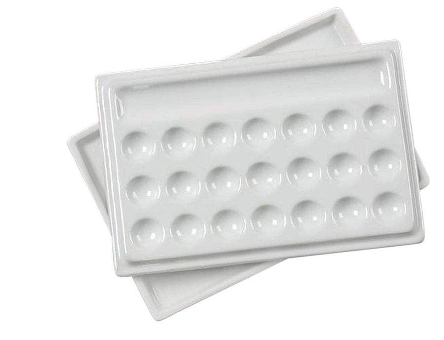 22 Well Porcelain Palette with Lid, Large