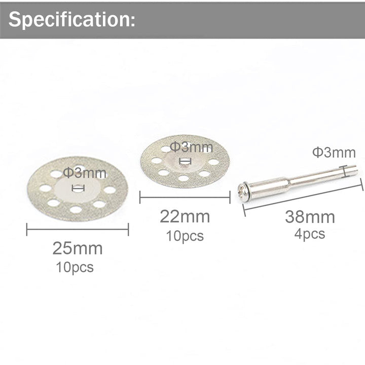 20Pcs Diamond Cutting Disc for Rotary Tool Small Diamond Cutting Wheel for Metal Ceramic Glass Marble| 22mm and 25mm