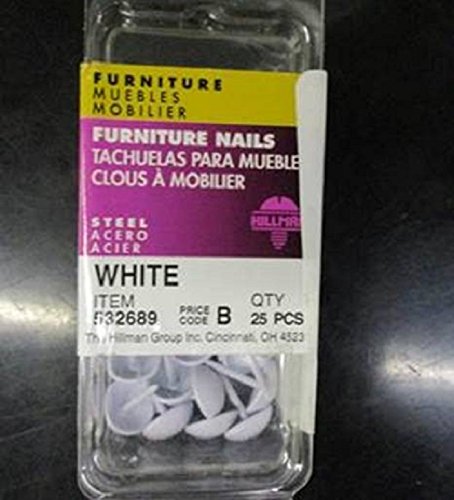 532689 Upholstery Nails, White, 25-Pack