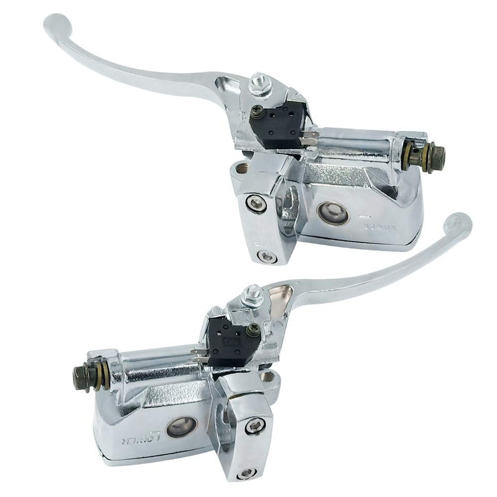Universal 1 25mm Brake Master Cylinder Lever Motorcycle for Honda Yamaha Suzuki Kawasaki Hydraulic Clutch Brake Goldwing Left &amp; Right Set (Chrome)
