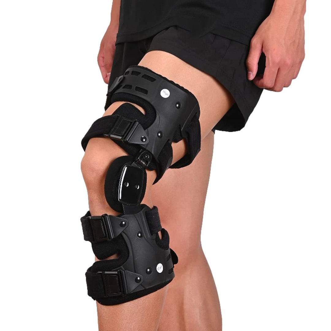 OA Unloader Knee Brace, Osteoarthritis Adjustable ROM Stabilizing Protection and Recovery from Load Reduction Arthritis Cartilage Repair Joint Pain Medial or Lateral Degeneration (Black, Left)