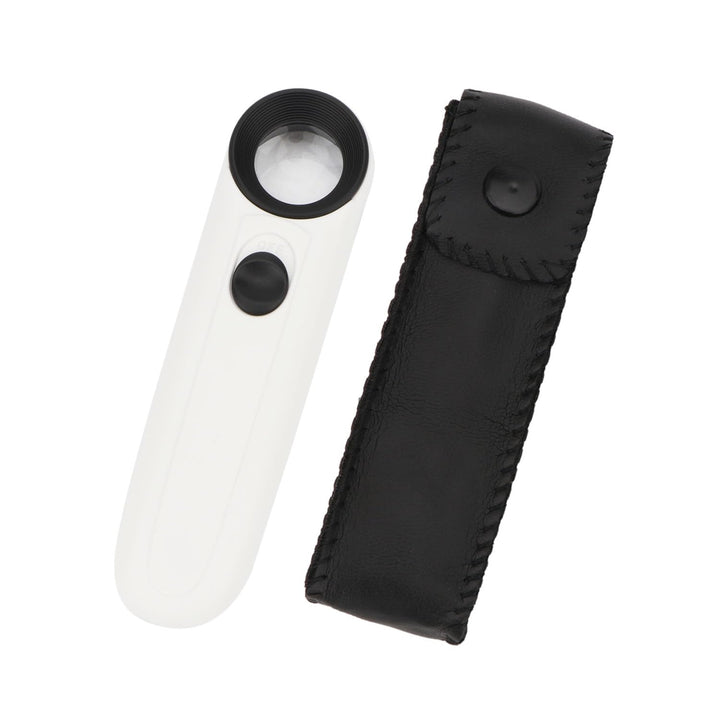 40X Handheld Magnifier High Power Hand Held Illuminated Magnifying Glass Jeweler Eye Jewelry Loupe Leather Case for Reading Maps Jewelry Watch Repair Tool