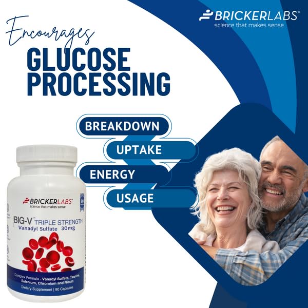 Big-V Triple Strength Vanadyl Supplement: Vanadyl Sulfate 30 mg, Taurine 600 mg, Selenium, Chromium and Niacin, Blended Mineral Supplement Capsules 90 ct