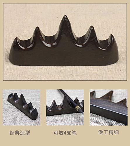 Black Catalpa Calligraphy Brush Holder Chinese Brush Rack 9x2x4.5cm(3.5x0.8x1.77)