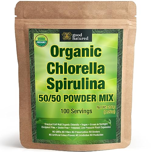 Organic Spirulina and Chlorella Powder 50/50 Mix - 3 Month Supply - Vegan &amp; Non-GMO Chlorella and Spirulina Powder