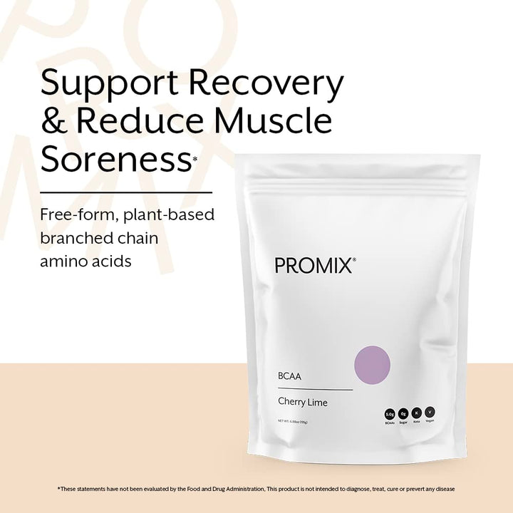 Promix BCAA Post-Workout Energy Powder, Cherry Lime - Plant-Based Branched Chain Amino Acids Supports Lean Muscle Growth, Recovery, Endurance &amp; Reduces Soreness - Zero Fat, Sugar &amp; Carbs - Gluten-Free