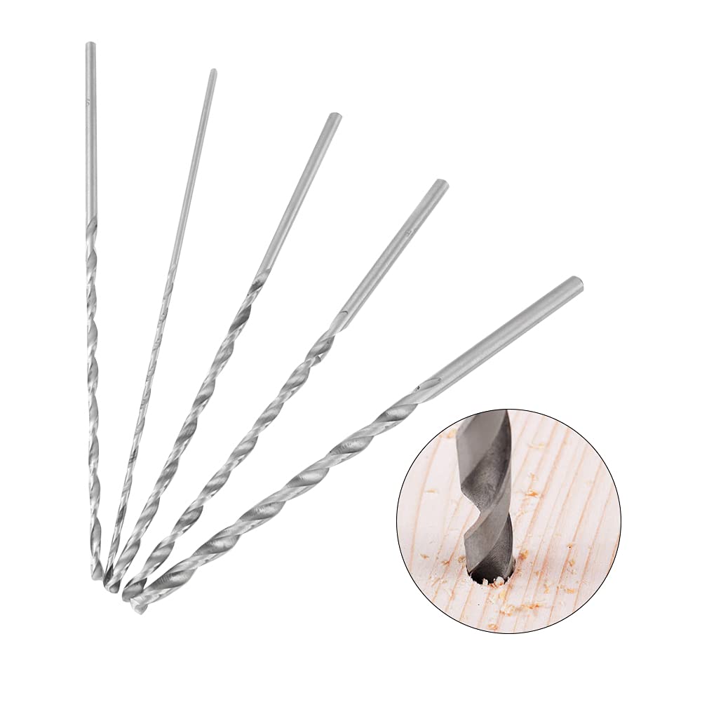 Extra Long Drill Bit Set, High Speed Steel Straight Shank Drill Bit 2/3/3.5/4/5mm Diameter 150mm to 160mm Long Drill Bit for Wood