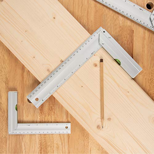 L Square 3pc, Try Square, 90 Degree Measuring Tools w/Bubble Levels, Machinist Square for Router Fence, Table Saw Blade, Woodworking, Carpentry Work, Frame Work (80005)