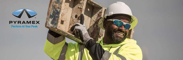 Pyramex Full Brim Hard Hat 4 Point Ratchet Vented Matte Black Graphite Pattern