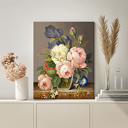 Paint by Number for Adults Beginner Students,Ideal Gift Choice for Birthday and Any Festival, DIY Acrylic Painting Kit for Hoom Decor Canvas ONLY -16x20inch, Flowers
