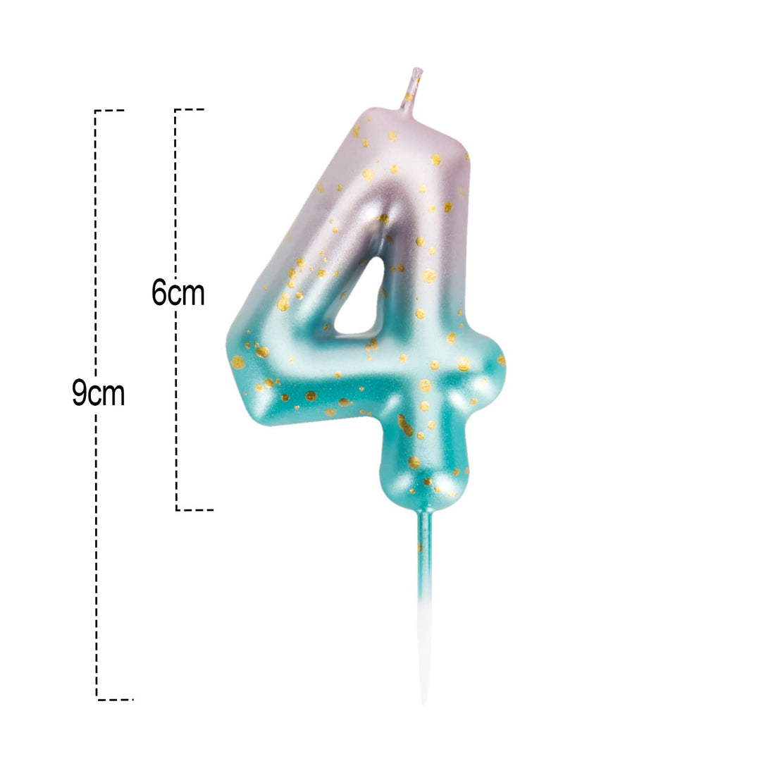 5th Pink Green Gradient Birthday Candle for Cake Number 5 Glitter Cake Topper Decorations for Kids Adults Celebration Party Supplies