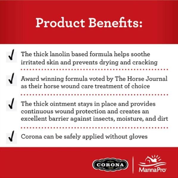 Corona Ointment for Horses Lanolin-Based Formula Helps Sooth Irritation 7 Ounces