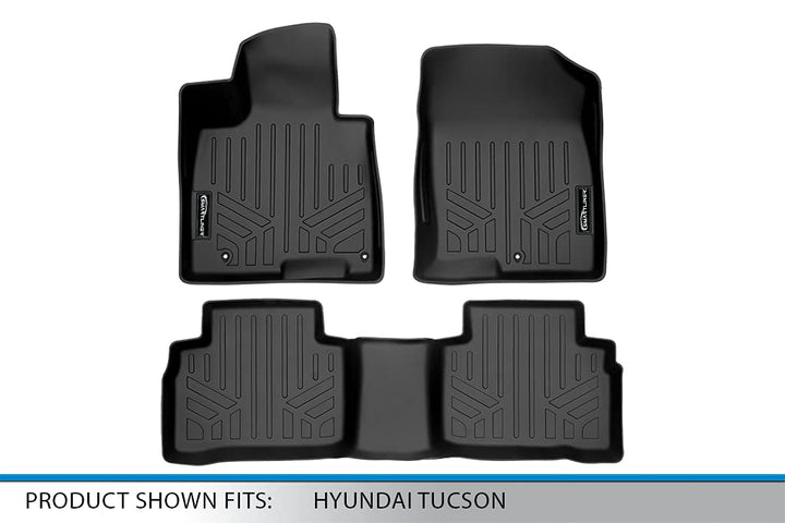 All Weather Custom Fit Black 2 Row Floor Mat Liner Set Compatible with 2022-2025 Hyundai Tucson