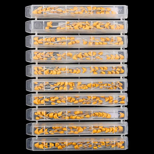 30 Value 900 pcs Multilayer Monolithic Ceramic Capacitor Assortment kit 10pf-10uF Individual Box Lid pf nf uf (900 pcs)