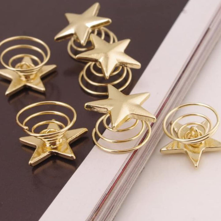 6 Pcs/Pack Delicate Bridesmaid Gift Gold Wedding Hair Pins Clips Bridal Star Hairpin Spiral Hair Claw Stick Headwear Barrettes for Women Girls Hair Accessories