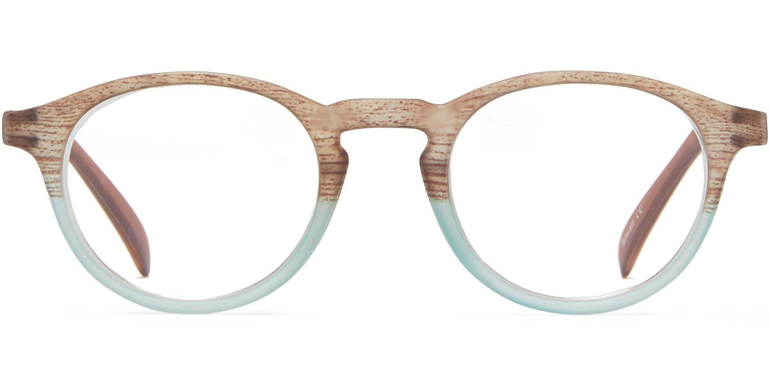 ICU Eyewear Laredo Round with Wood Patterned Temples Aq