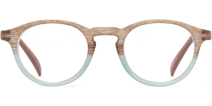 ICU Eyewear Laredo Round with Wood Patterned Temples Aq