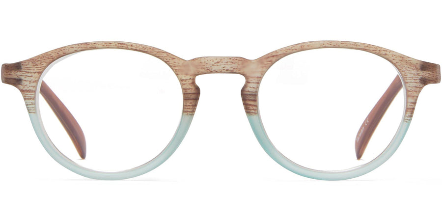 ICU Eyewear Laredo Round with Wood Patterned Temples Aq