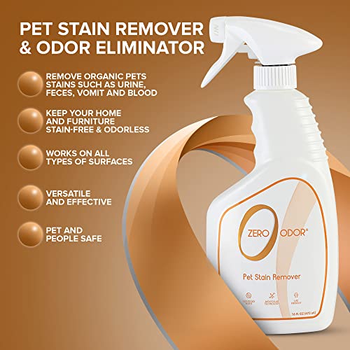 - Pet Stain Remover &amp; Odor Eliminator - Permanently Remove Stain &amp; Odor with Patented Technology Best for Carpet, Furniture, Floors, Pet Bed– Look and Smell Great, 16oz (Over 400 Sprays)