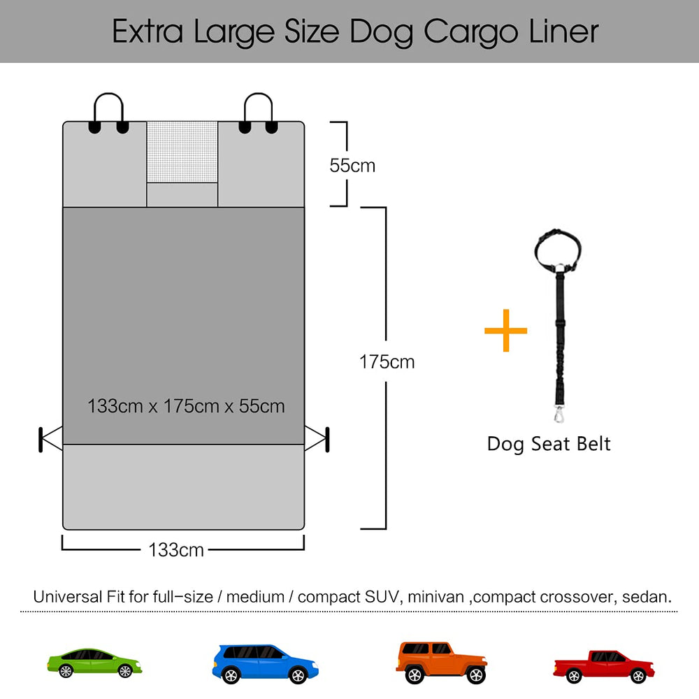 Dog Cargo Liner for SUV,Waterproof Nonslip Pet Car Seat Cover Mat with Mesh Window,Washable Dog Trunk Cover with Bumper Flap - Universal Fit