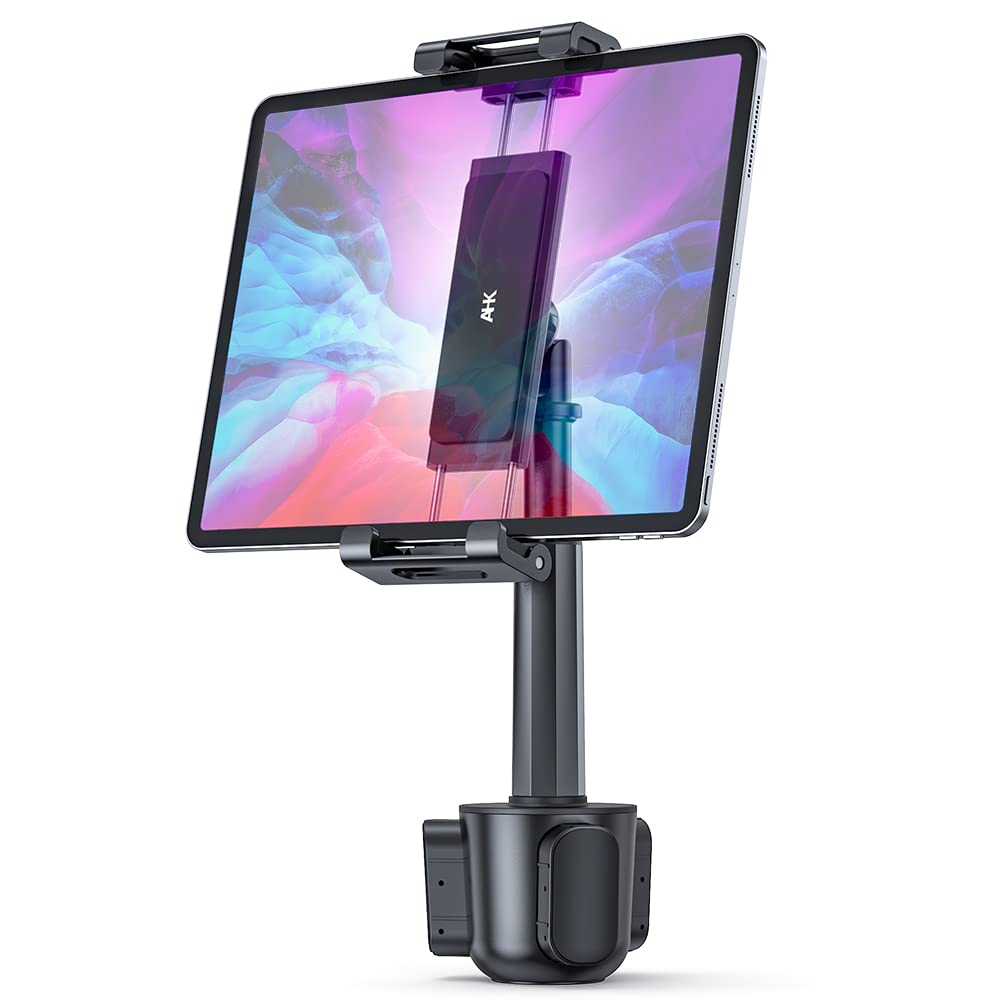 Car Cup Holder Tablet Mount, Universal Tablet &amp; Smartphone Car Cradle Holder for iPad Pro/Air/Mini, Kindle,Tablets Nintendo Switch Smartphones, Compatible with 4.7 to 12.9 Devices
