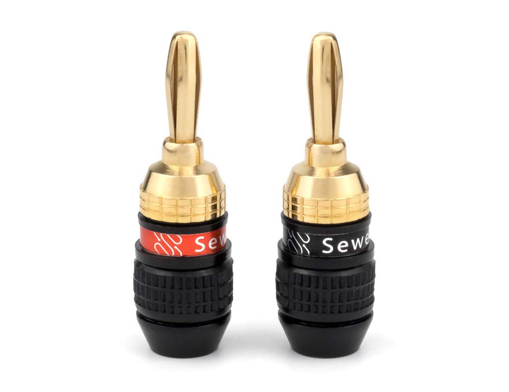 Deadbolt Banana Plugs 6-Pairs by Sewell, Gold Plated Sp