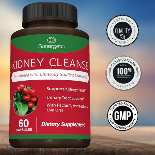 Premium Kidney Cleanse Supplement – Powerful Kidney Support Formula with Cranberry Extract Helps Support Healthy Kidneys &amp; Urinary Tract Support– 60 Vegetarian Capsules