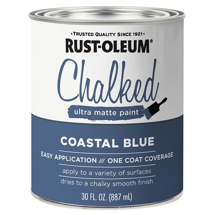 329207 Ultra Matte Interior Chalked Acrylic Paint 30 oz, 30 Fl Oz (Pack of 1), Coastal Blue