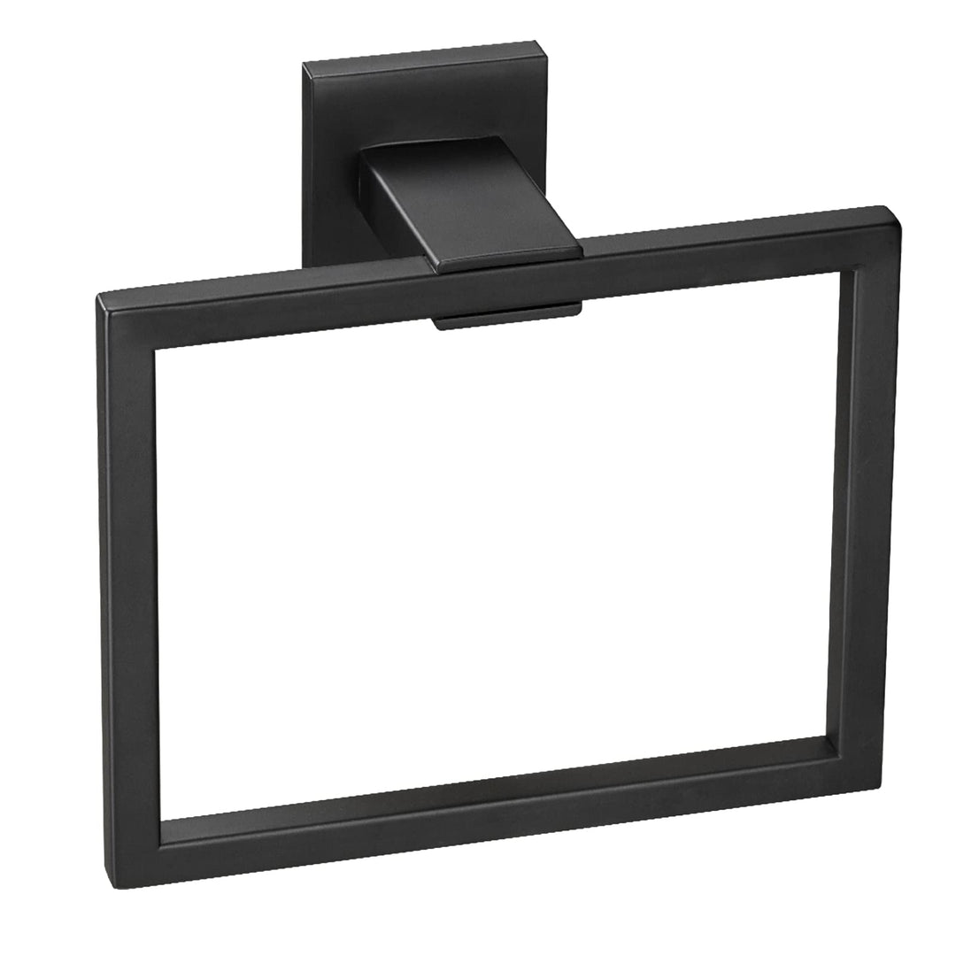Matte Black Towel Ring Towel Holder, SUS 304 Stainless Steel Hand Towel Rack for Bathroom, Modern Square-Shape Style