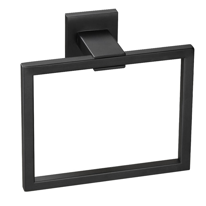 Matte Black Towel Ring Towel Holder, SUS 304 Stainless Steel Hand Towel Rack for Bathroom, Modern Square-Shape Style