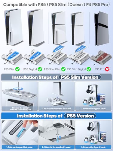 PS5 / PS5 Slim Stand and Cooling Station with LED Contr