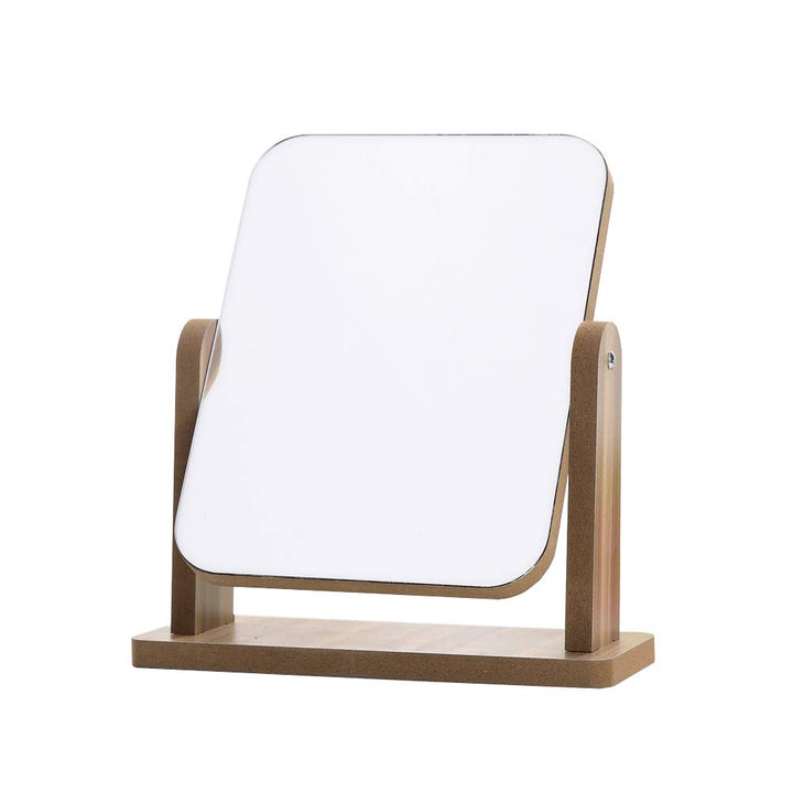 Makeup Mirror with Natural Wood Stand Portable Table Desk Countertop Mirror Bathroom Shaving Make Up Mirror (LT Brown)