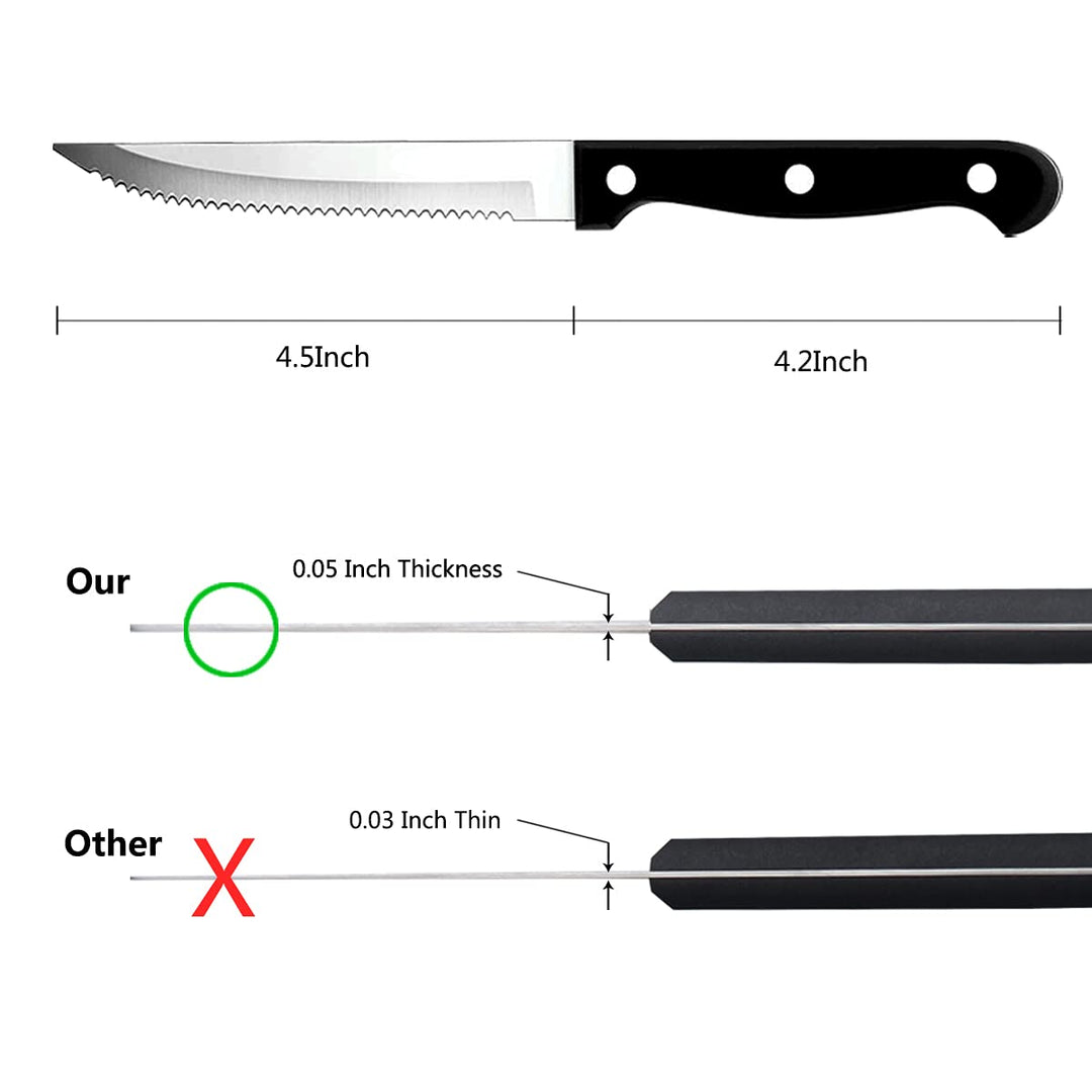 faderic Steak Knives Set of 8, Full-Tang Triple Rivet S