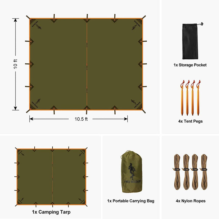 Waterproof Portable Tarp Multifunctional Outdoor Camping Traveling Awning Backpacking Tarp Shelter Rain Tarp (Brown)
