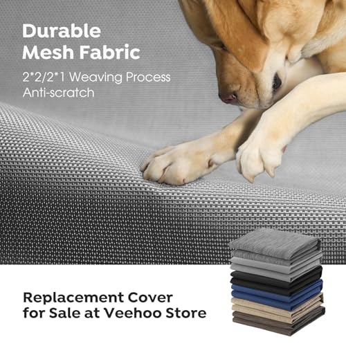 Outdoor Elevated Dog Cot Bed, Cooling Raised Pet Bed for Large Dogs, Washable Breathable Mesh Hammock Bed with No-Slip Feet, Indestructible Ground Off Training Platform Cot-42x30 Grey