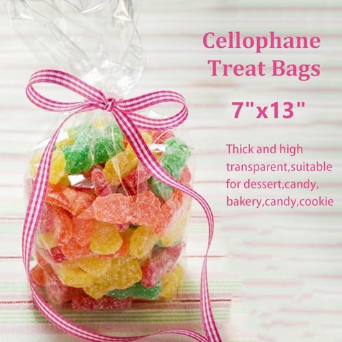 Morepack Cello Cellophane Treat Bags,200 Pieces 7x13 In