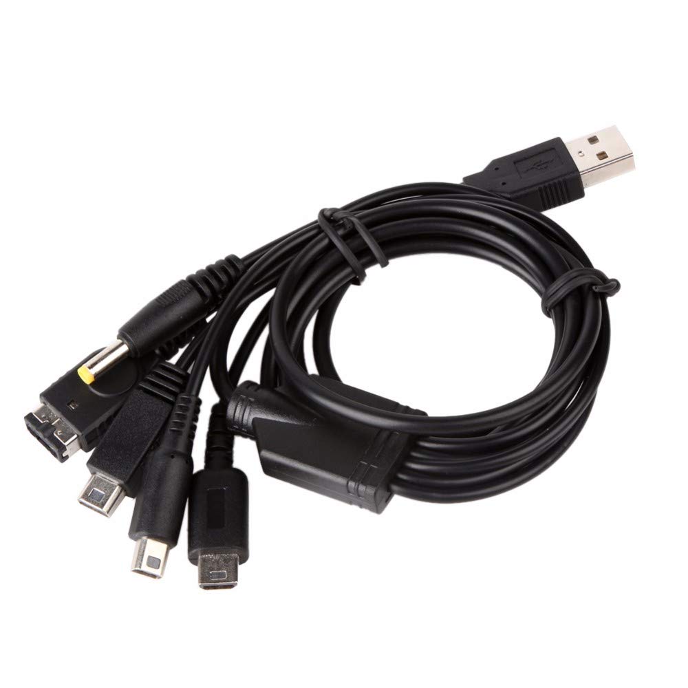 5 in 1 USB Charger Cable for Nintendo - Multi System Nintendo DSi Charger Cable Compatible with Nintendo NDS Lite, Wii U, 3DS, 2DS, PSP 1000, 2000, 3000, GBA SP - Charge All with One Cord