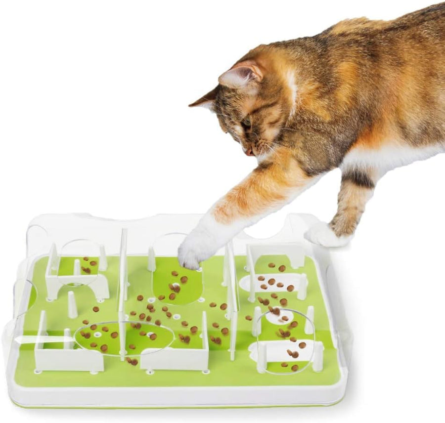 Interactive Puzzle Feeder and Cat Toy - Cat Brain Stimulation and Slow Feeder for Enrichment - For Indoor Cats