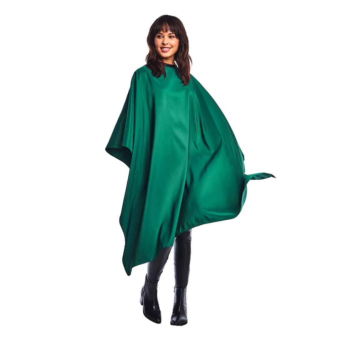 Lightweight Crinkle Nylon Hair Cutting / Styling Cape, Green