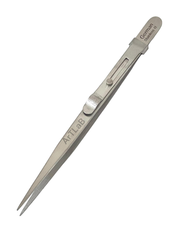 Gem and Diamond Stone Tweezers Locking Jewelry Tweezer Slide Lock Fine tip German