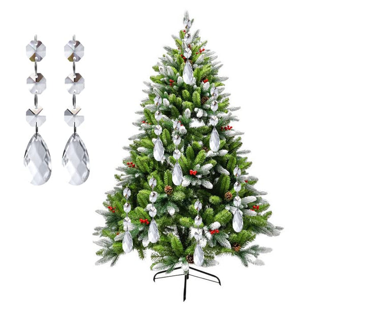 30PCS DIY Teardrop Acrylic Crystal Drop Beads Christmas Ornaments Tree Decorations Garland Chandelier Hanging Crystals for Wedding Party Celebration Decor