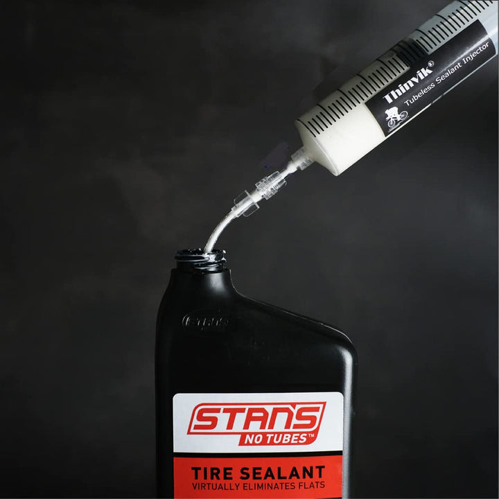 3.5 oz/100ML Bike Tubeless Sealant Injector Syringe for Stans No Tubes sealant and Other sealants, Presta Schrader Valve Core Removal Tool