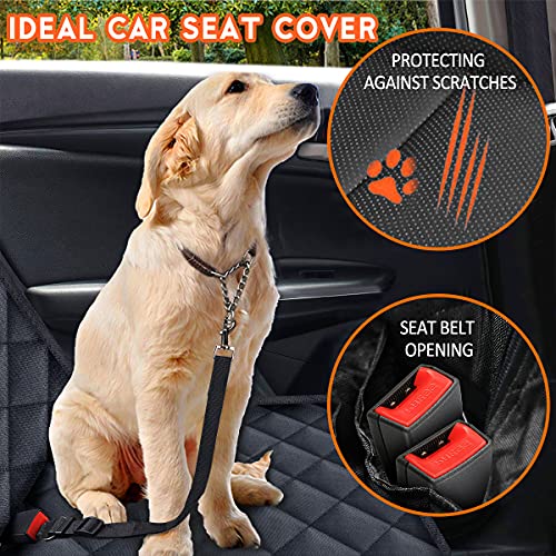 Dog Car Seat Cover, Back Seat Cover for Dogs Pet Car Seat Protector Waterproof Bench Car Seat Cover, Non-Slip Reat Seat Cover fits Middle Armrest for Most Cars Trucks SUVs - Black
