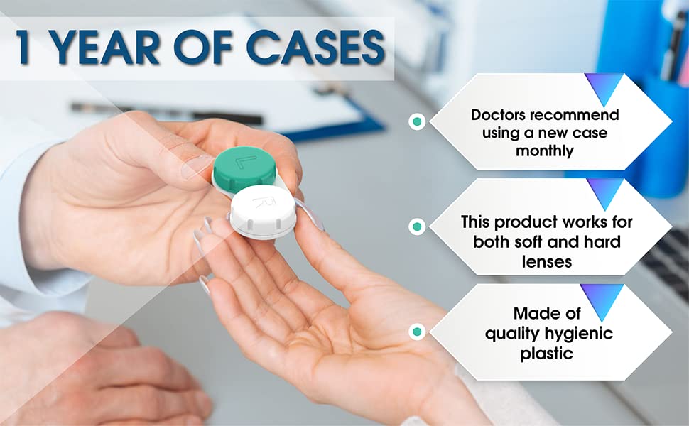 Contact Lens Cases 12 Count. FDA Approved. One year sup