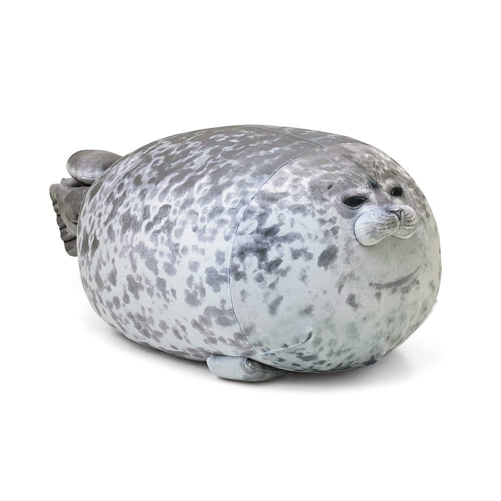 Chubby Blob Seal Pillow Plush Animal Toy Stuffed Seal Plushie Cotton Cute Pillow Gray 13.0 inch