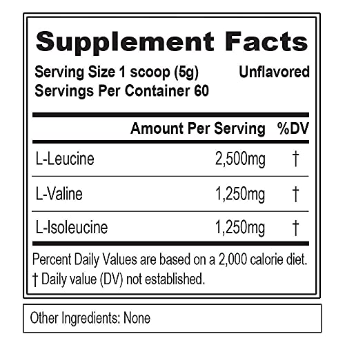 EVL BCAAs Amino Acids Powder - BCAA Powder Post Workout Recovery Drink and Stim Free Pre Workout Energy Drink Powder - 5g Branched Chain Amino Acids Supplement for Men - Unflavored Powder