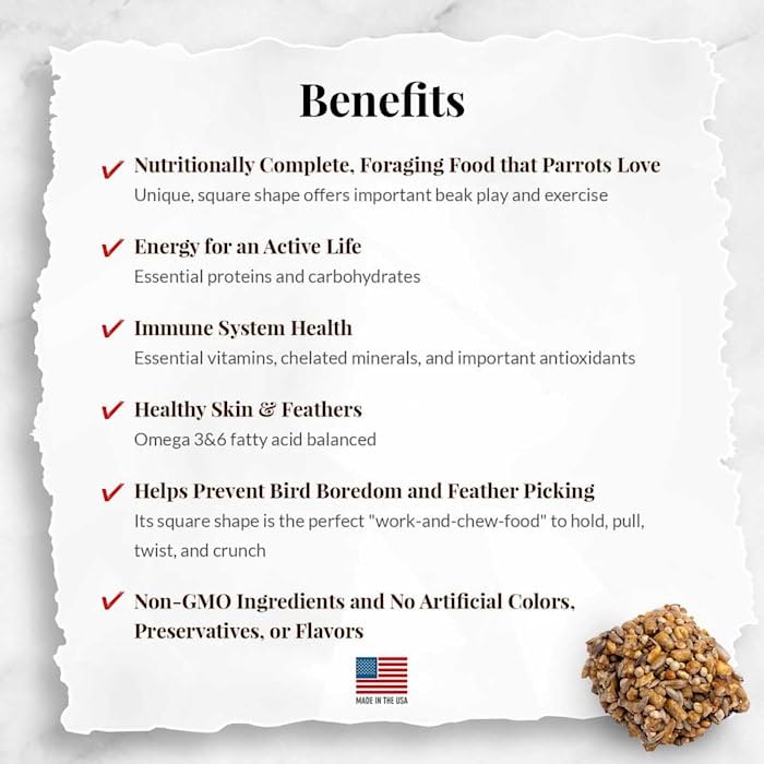 LAFEBER&#39;S Classic Avi-Cakes Pet Bird Food, Made with Non-GMO and Human-Grade Ingredients, for Parrots, 12 oz